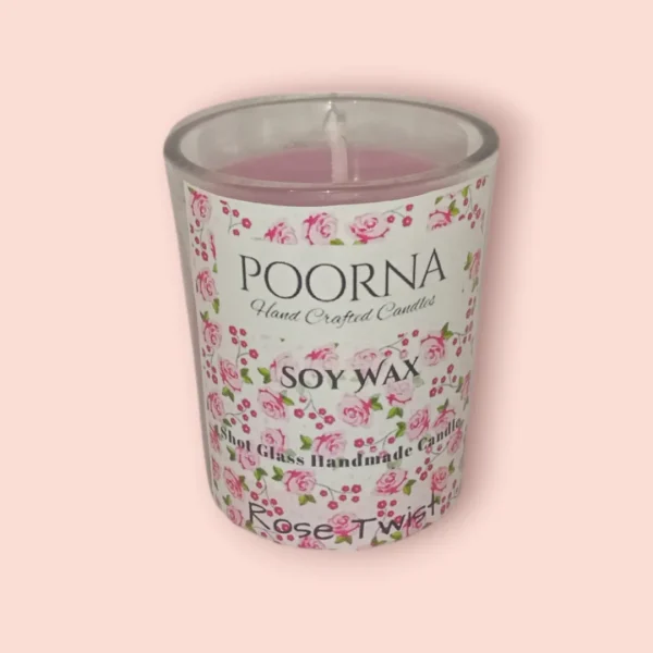 rose twist scented shot glass handmade soy wax candle